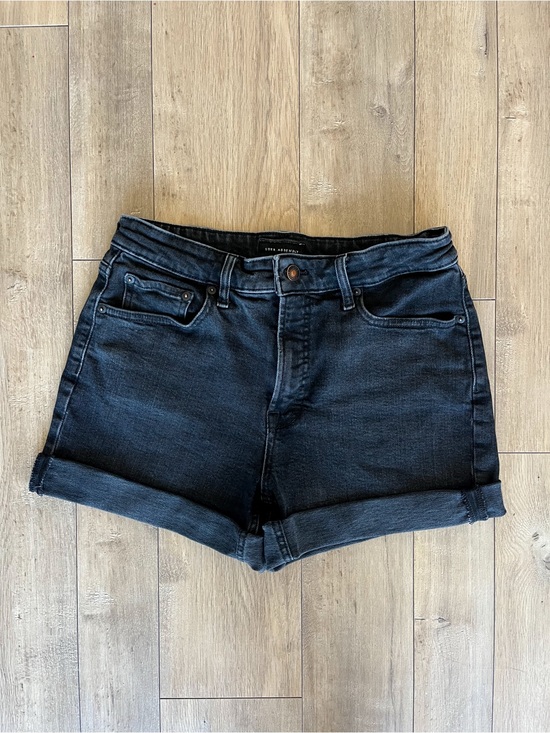 Free Assembly Pants - Free Assembly High Rise Raw Hem Cuffed Black Denim Shorts 3” / 6” Inseam”